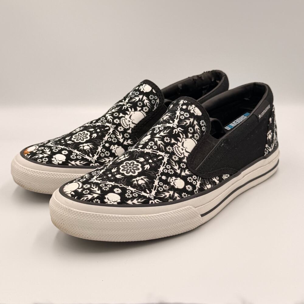 Converse All Star Slip On Skulls Print Shoes Size US Mens 9 Womens 10.5